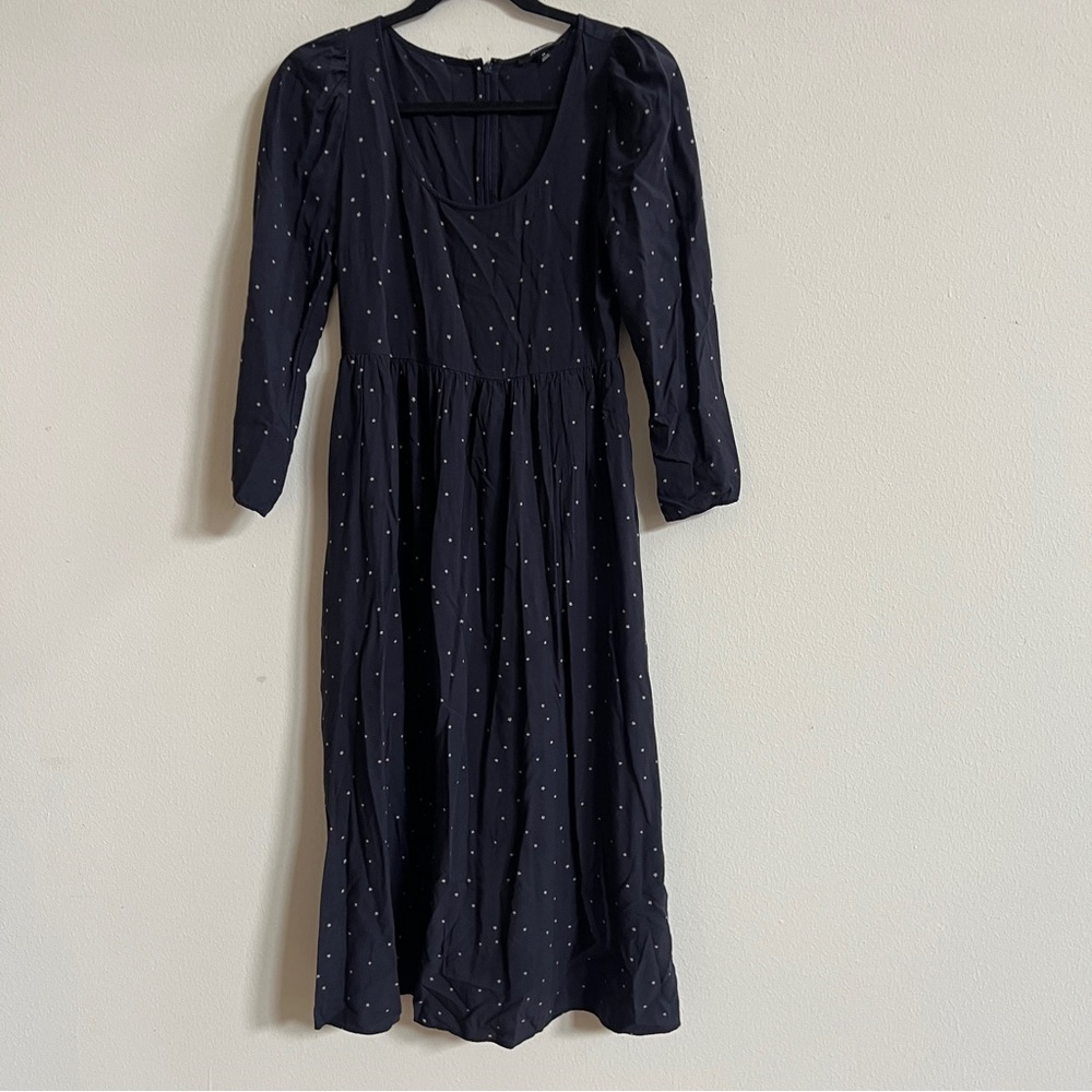 MADEWELL Alicia Dress Dark Blue Night Stars Print Long Sleeve Midi #ND173 - Picture 3 of 7